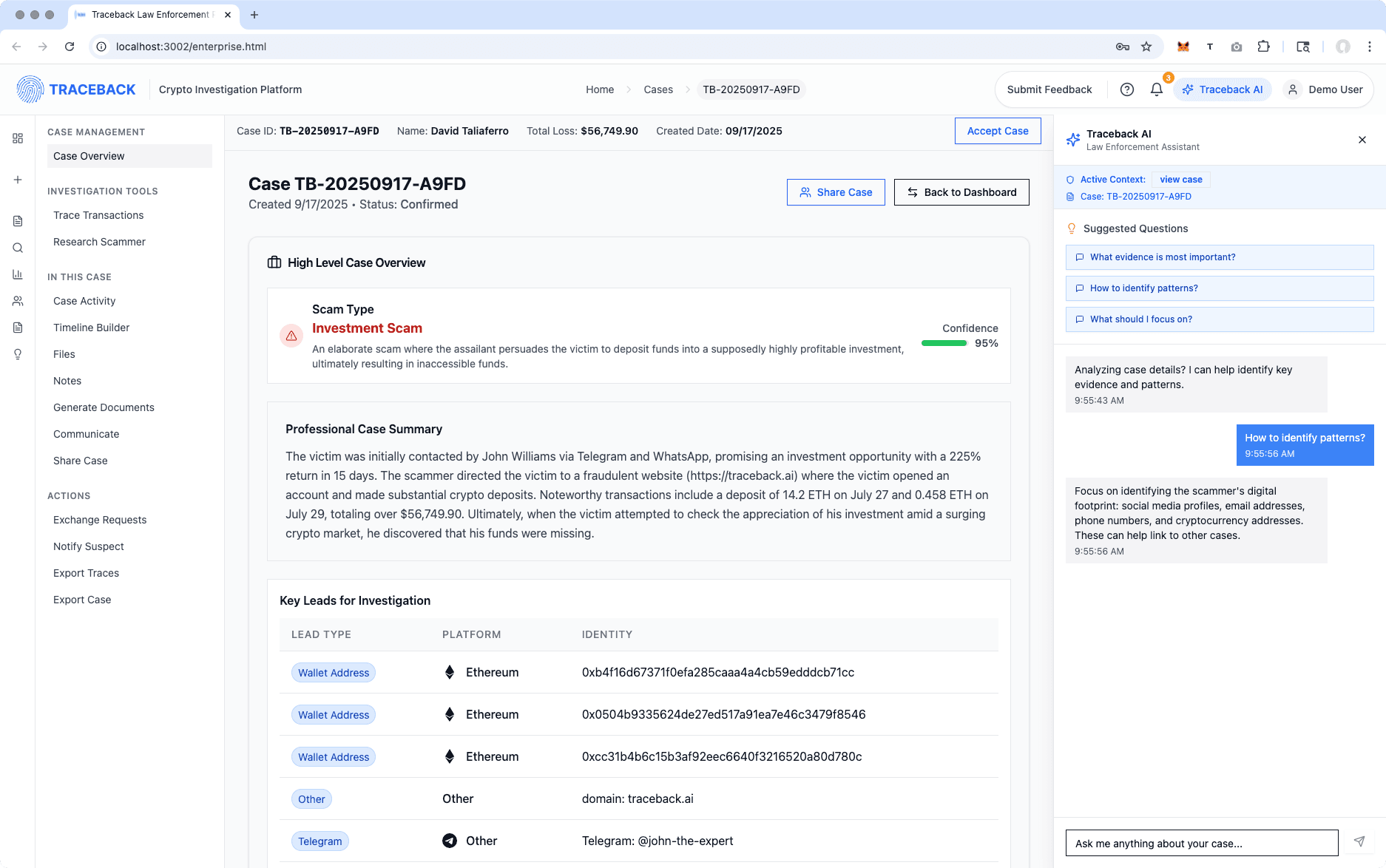 Platform dashboard mock
